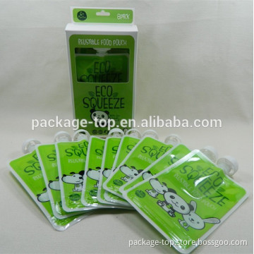 reusable food spout pouch/baby food with nozzle/reusable baby food pouch